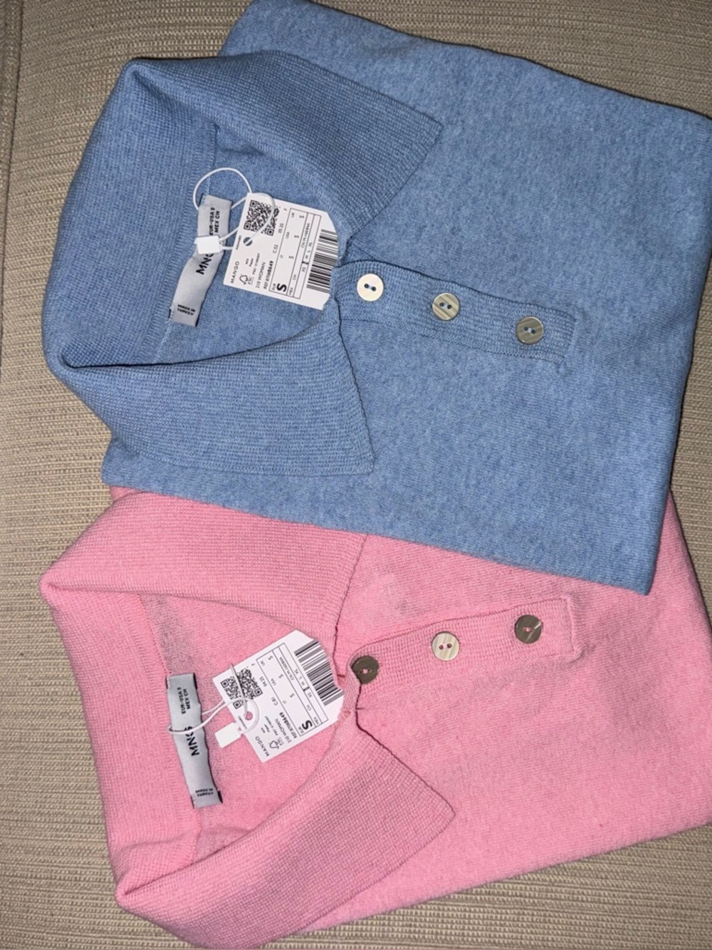 Mango Knit Polo Neck Sweaters Set (2) Pink & Blue – NWT